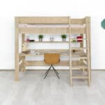 Steigerhouten hoogslaper met bureau Malo