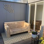 Steigerhouten tuinbank Bono met schuine armleuning