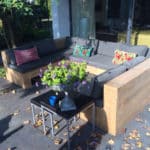 Steigerhouten Tuinbank Elgin zonder armleuningen met dichte achtezijde