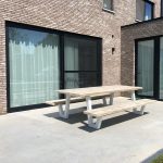 Steigerhouten picknicktafel Watson met stalen frame