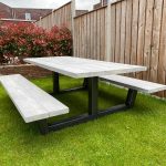 Steigerhouten picknicktafel Dogue met industriele poten