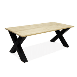 Eikenhouten tafel Tokio met stalen kruispoten