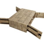 Steigerhouten salontafel Balta met deuren en zwart beslag