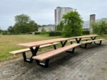 Douglashout picknicktafel Clune met stalen X poten