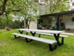 Douglashout picknicktafel Clune met stalen X poten