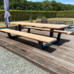 Douglashout picknicktafel Gorin met stalen anker poot