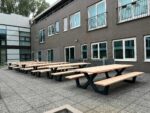 Douglashout picknicktafel Clune met stalen X poten