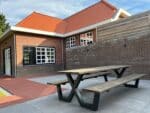 Douglashout picknicktafel Clune met stalen X poten