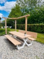 Douglashout picknicktafel Clune met stalen X poten