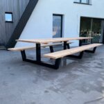 Douglashout picknicktafel Gorin met stalen anker poot