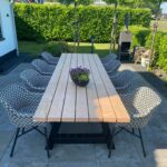 Douglashouten tuintafel Gary met stalen A poten