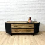 Mangohouten tv-meubel Sana met staal