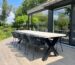 Steigerhouten tuintafel Faro met stalen X poten