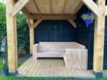 Douglas houten loungeset Rory met blok armleuningen