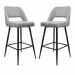 Barkruk Jenna lichtgrijs katoen/geweven linnen | set van 2