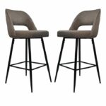 Barkruk Jenna bruin katoen/geweven linnen | set van 2