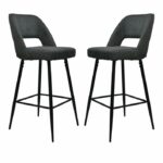 Barkruk Jenna donkergrijs katoen/geweven linnen | set van 2