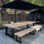 Tuintafel Oscar douglashout met stalen poten