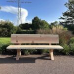 Douglas boomstam tuinbankje met rugleuning en x poten