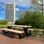 Douglashouten picknicktafel Eupen met stalen X poten