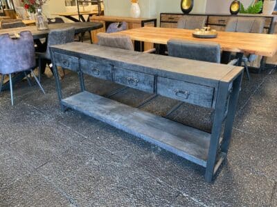 Mangohouten zwart sidetable Robin met lades