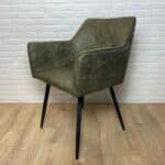 Eetkamerstoel Bergen met armleuning groen microvezel