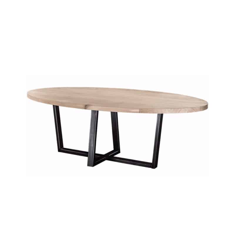 Ovale eiken eettafel Odele met industriële poot