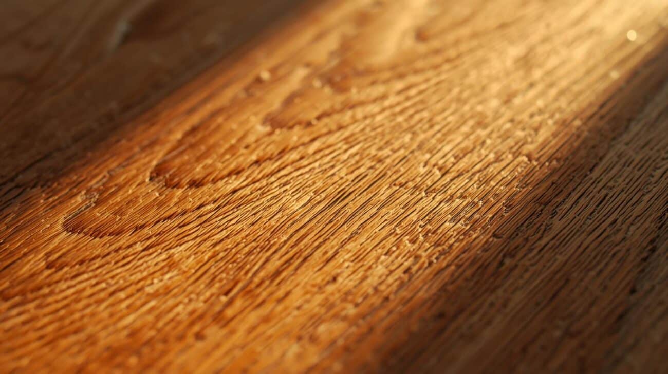 Zonlicht dat schijnt op eikenhouten meubel.