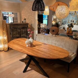 Mangohouten tafel Pablo organische vorm