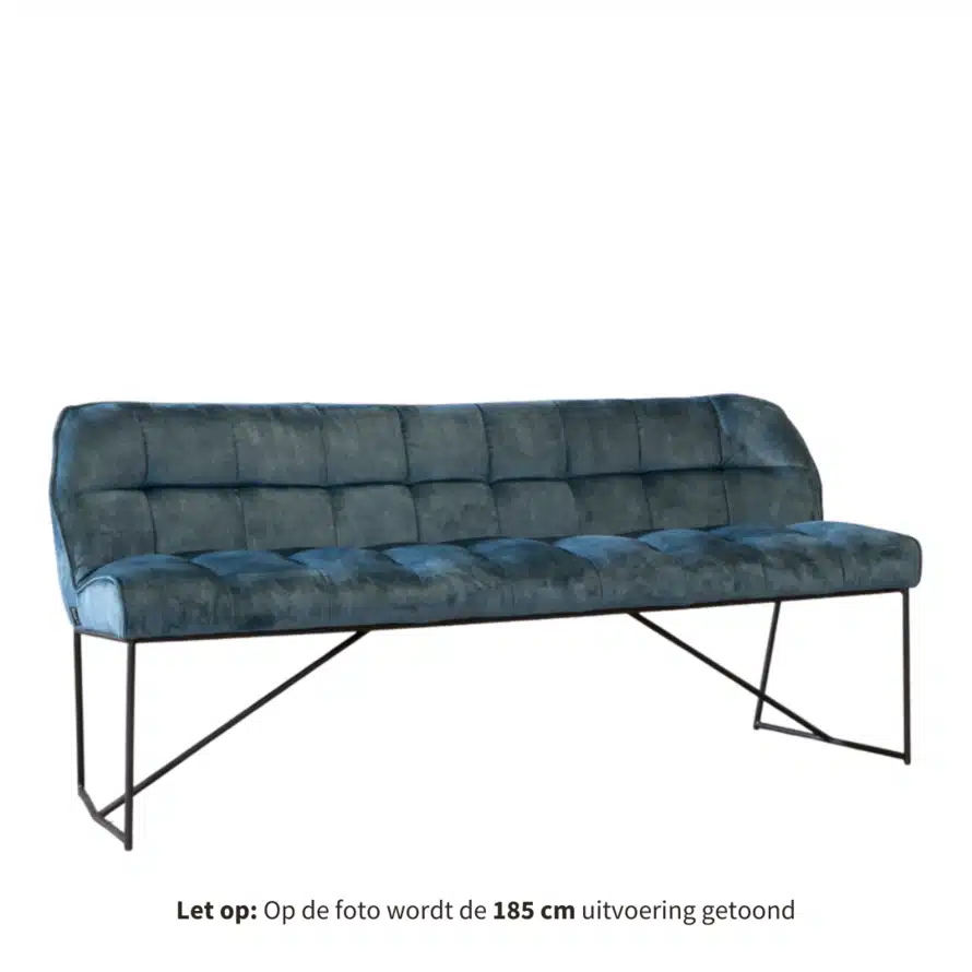 Eetkamerbank Janna blauw velvet 155 cm Eetkamerbank Janna blauw velvet 155 cm